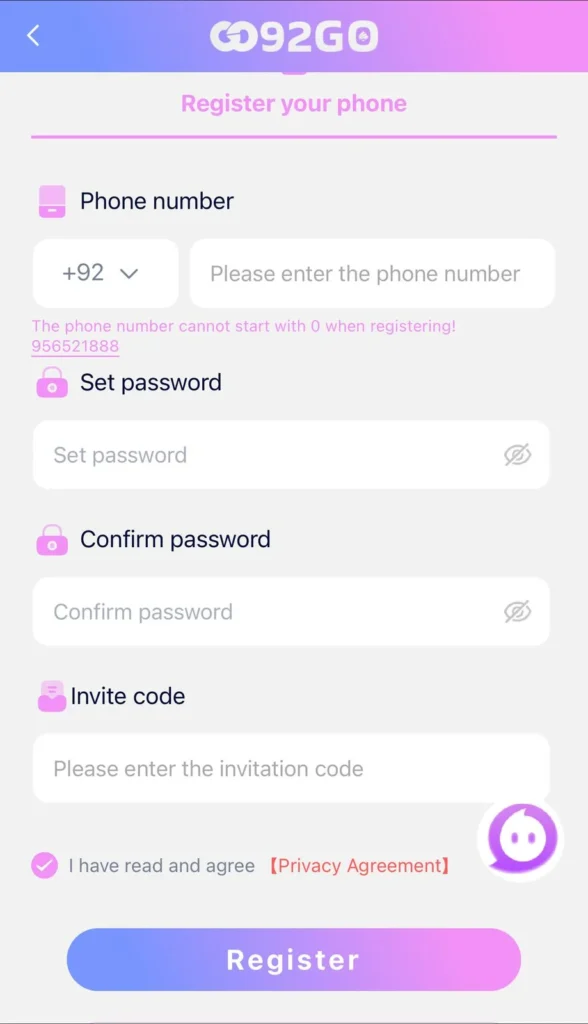 92Go Game register